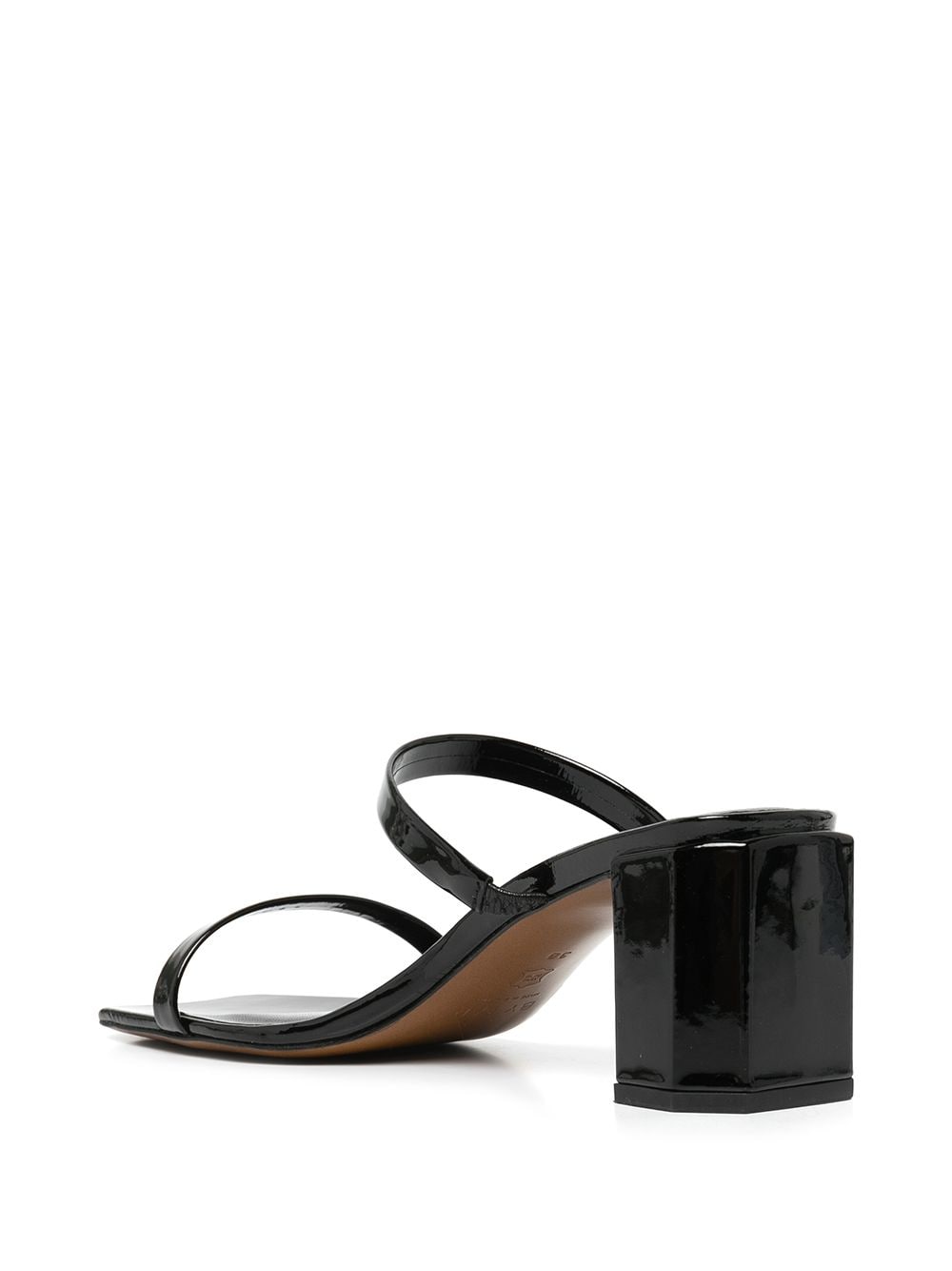 Black Tanya patent sandals women BY FAR divincenzoboutique